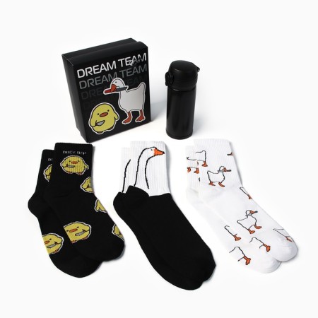 Подарочный набор термос и носки 3 пары KAFTAN Dream team, р. 41-44 (27-29 см)-1
