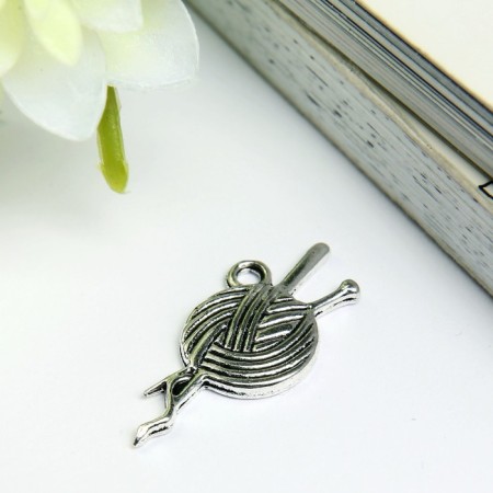 Decor for creativity Metal "Blunker of the Yarn with Kitzers" silver 1.2x2.5 cm-1