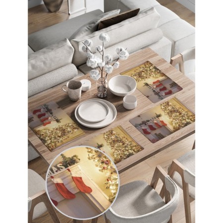 A set of napkins for setting the New Year's atmosphere table, rectangular, rounded edges, size 30x46 cm, 4 pcs-1