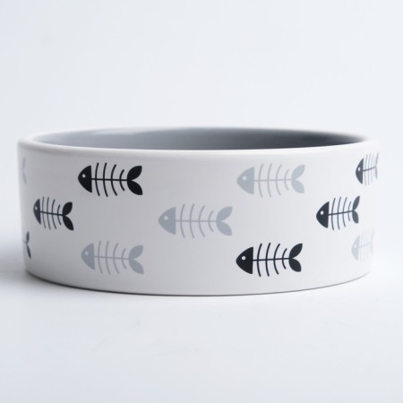 Ceramic "Fish Bones" 300 ml 12.5 x 4.5 cm, gray-white-3