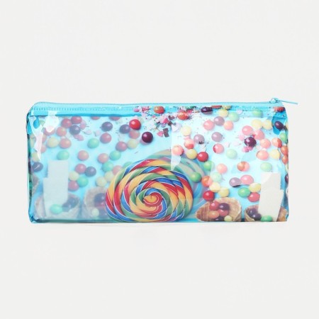 Cosmetic bag-penete on zipper, PVC, blue color-1