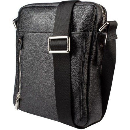 Male bag, lightning department, 2 outer pockets, adjustable belt, black color-1