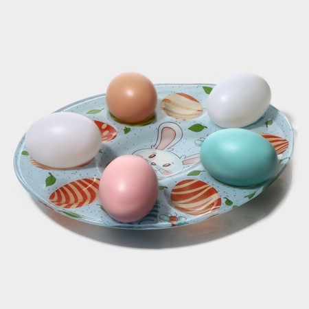 Glass stand for eggs “Bunny”, 24 × 20.6 cm, 10 cells, blue color-2