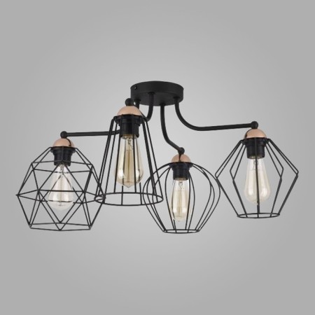 Galaxy 4x60W chandelier E27, black, copper