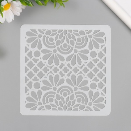 Stencil plastic "Flower pattern" 15x15 cm