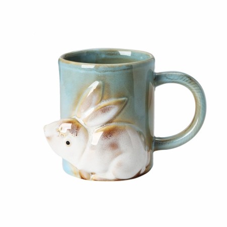 Ceramic "Bunny" mug, 350 ml, blue color