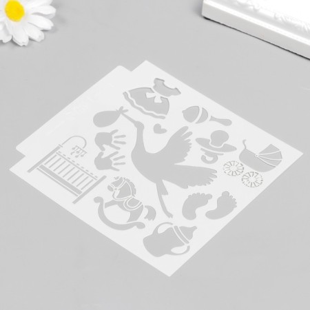 Stencil plastic "Birth of a child" 13x13 cm-4