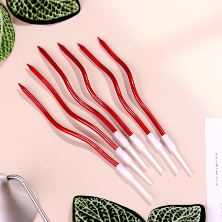 Candles for cake twisted "serpentine" 6 pcs, cocktail, ruby-1