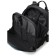 A backpack with a zipper, black color