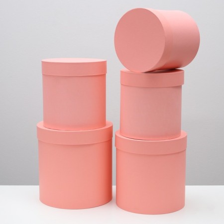 Set of round boxes 5 in 1 "paints", peach, 25 x 25 x 25 - 19 x 19 x 19 cm-1