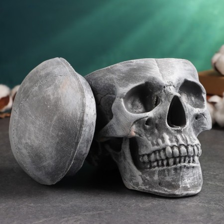 Casket for trifles "Skull" Gray stone, 16x15x22cm-1