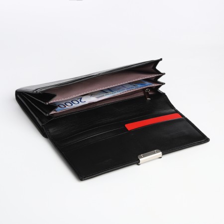 Women's wallet on a magnet, black color-4