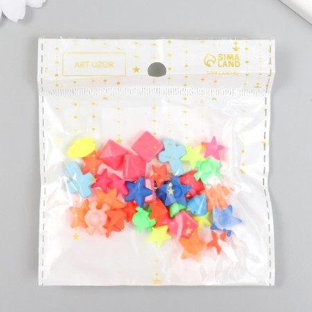 Decor for creativity plastic "Neon assorted" set 36 pcs MIX 1.7x1.7 cm-3