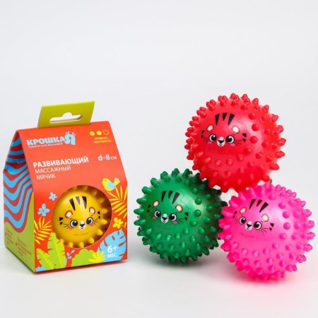 Developing tactile ball "animals", diameter 8 cm., Color mix, crumb I-9
