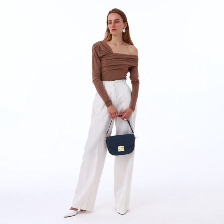 Women's bag on the valve, Textura, small size, blue color-8
