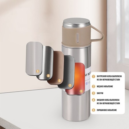 Set "Master K": a thermos 500 ml and 3 circles 160 ml, retains heat 12 hours-2