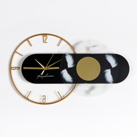 Wall clock, series: interior, "feathers", 60 x 36 cm, d-36 cm