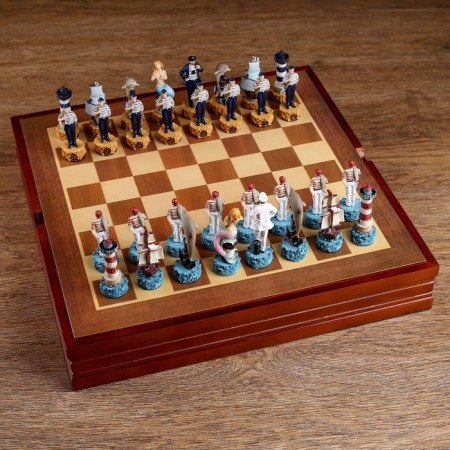 Chess souvenir "sea stories", h king-8 cm, pawns-6 cm, 36 x 36 cm-6