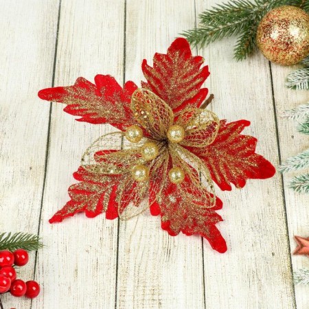 Decor "Winter Flower" 23x12 cm net, red