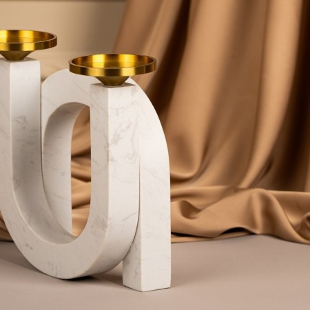 Brass Brass, marble "Camellia" 19 x 18 x 8 cm-17