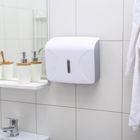 Dispenser for paper towels in sheets, plastic, 21.5 × 9 × 26.5 cm, white color-2