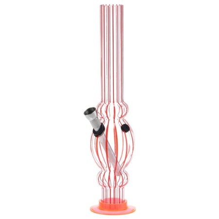 Bong, H-26 cm, "oval ring", acrylic, red