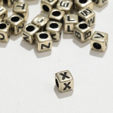 Acrylic bead "Alphabet" English letters (mix), 6 × 6 mm, set 10 g, color gold-1