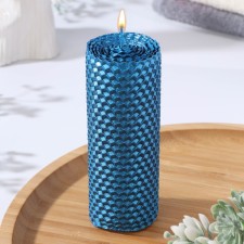 Voschshina candle, 4.5x4.5x12.5 cm, blue metallic