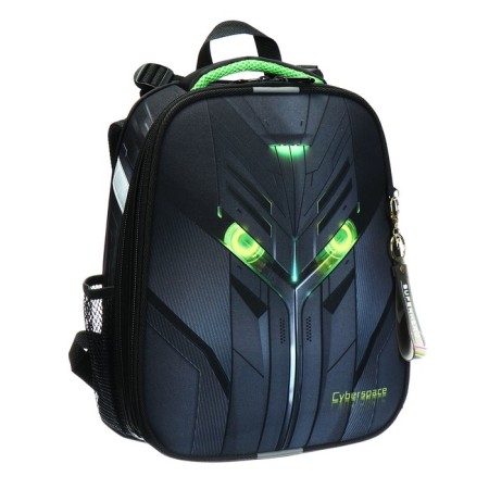 School backpack 38 x 30 x 16 cm, ergonomic back, Stavia "cyber", black-1