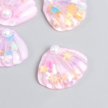 Decor for creativity plastic "A shell with stars" lilac 2.9x2.5 cm
