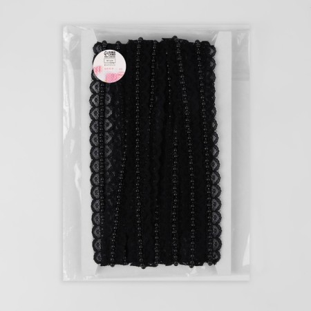 Ryush lace, with beads, 17 mm, 4.5 ± 0.5 m, black color-2