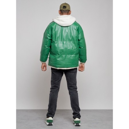 Eco -leather jacket men's, size 52, green color-3