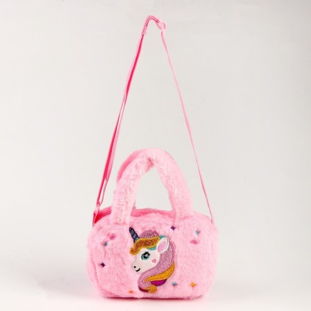 Soft bag "Unicorn", 27 cm, pink color-3