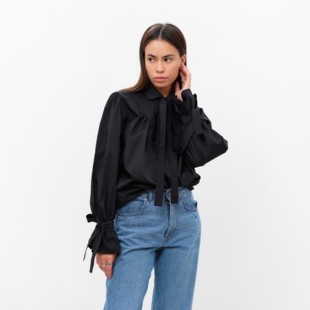 Women's shirt with ribbons MIST, size 44, black-2