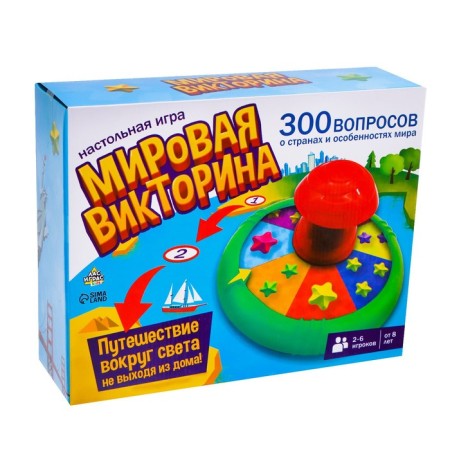 Board game "World quiz", 2-6 players, 8+-10