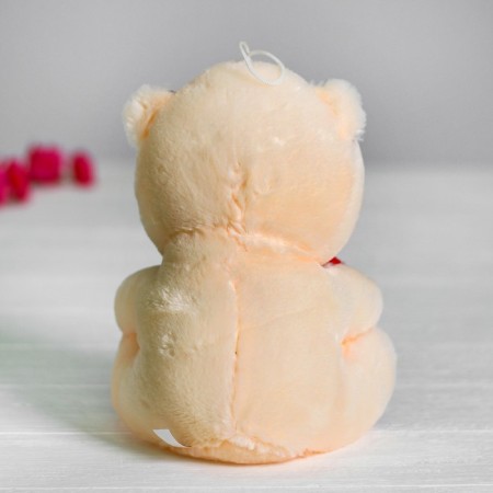 Soft toy "Bear with Heart", sequins, red-silver color-1
