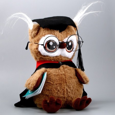 Soft toy "September 1: owl with a book", brown color-2