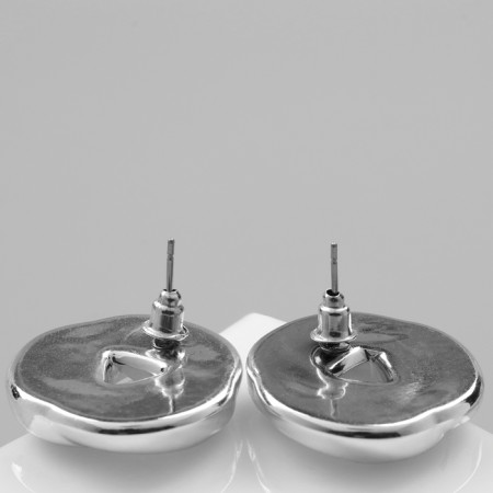Earrings plastic "Circle" with bends, silver color-2