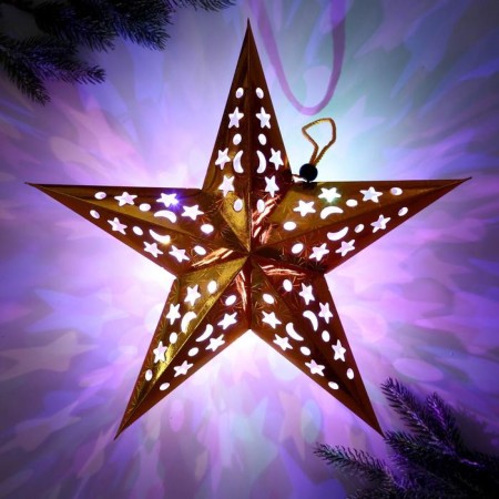 Interior star with a garland "Golden Sparks", 45 × 45 cm-1