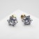 Earrings with pusets rhinestones Classic circle, d = 0.8 cm, white color in gold