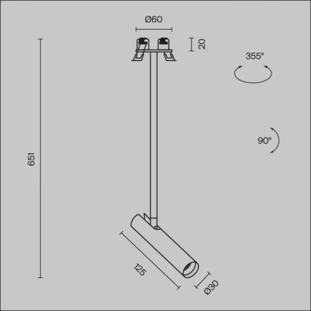 Suspended Technical P141RS-L125-6W3K-BBS, LED, 6 W, 30x30x651 mm, 270 lm, 3000K, black, brass-10