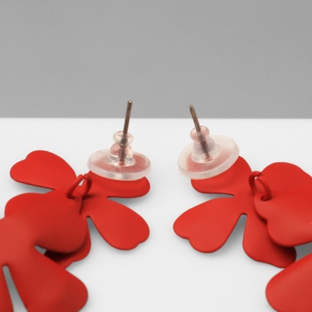 Earrings Metal "brightness" flowers, red color-2
