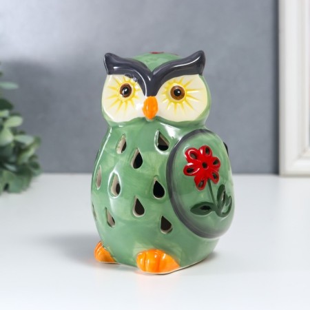 Souvenir Ceramics Light "Green Filin with Flower" from the solar battery 13.5x9.5 cm