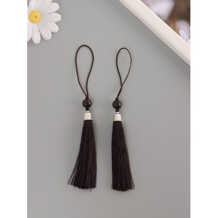 Decor for creativity Textile "Brush with a bead" Brown set 2 pcs 10x1 cm