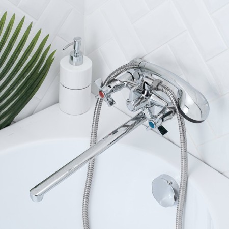 Bath mixer "RMS" SL118-140P, pour 350 mm, shower set, zinc, chromium-2