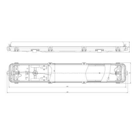 Lamp era SPP-103, 670x110x60 mm, IP65, 2x20W, gray-9