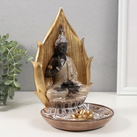 Buddha and Golden Lotus Budders stand and gold 37x6x30 cm-1