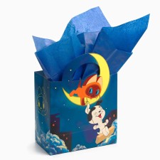 Gift package with packaging paper with silence, 22x22x12 cm, kitten named Gav