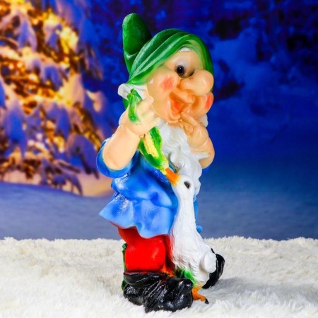 Garden figure "Dwarf with a duck" 18x24x49cm-4