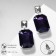 Earrings with rhinestones "Jewelry" Squares white-purple color in silver